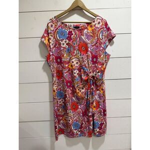 Talbots Tropical Paisley Vibrant Faux Wrap Dress 2X Petite